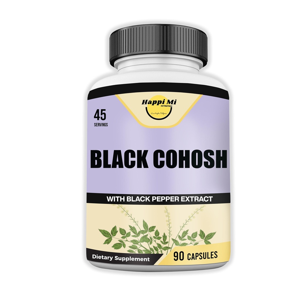 Black Cohosh Made with Organic Black Cohosh Root 1300MG per Serving, Echilibru Hormoni, Menopauza Naturală & Suport Menstrual, Femei de sprijin pentru sănătate, 90 Capsule Vegane, 45 Serviri