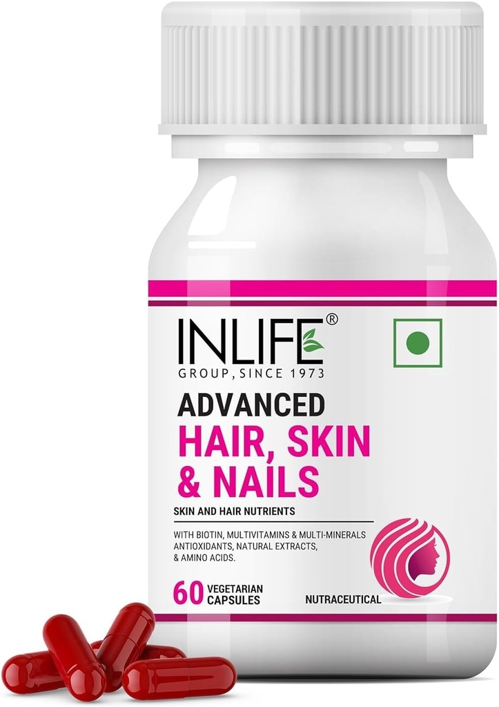 Biotin Advanced Hair Skin & Nails Supliment cu Multivitamine Minerale Amino Acide pentru îngrijirea părului - 60 Capsule vegetariene