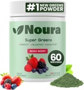 Super Greens Powder, 60 Servings - Imunitate, Enzime digestive și Probiotice pentru energie, Sănătate Gut, Relief Bloating pentru femei - Greens Superfood Powder - mixt Berry