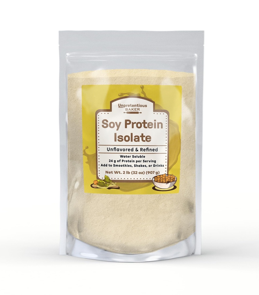 Izolat de proteine Baker Soy (2 lb), Sursă bună de proteine și fier, Smoothies, Shakes