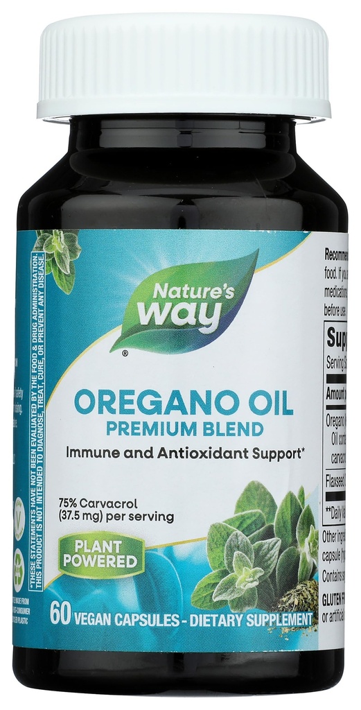 Natura's Way Oregano Oil, Immune and Antioxidant Supplement,* 75-85% Carvacrol per Serving, Gluten Free, 60 Vegan Capsule