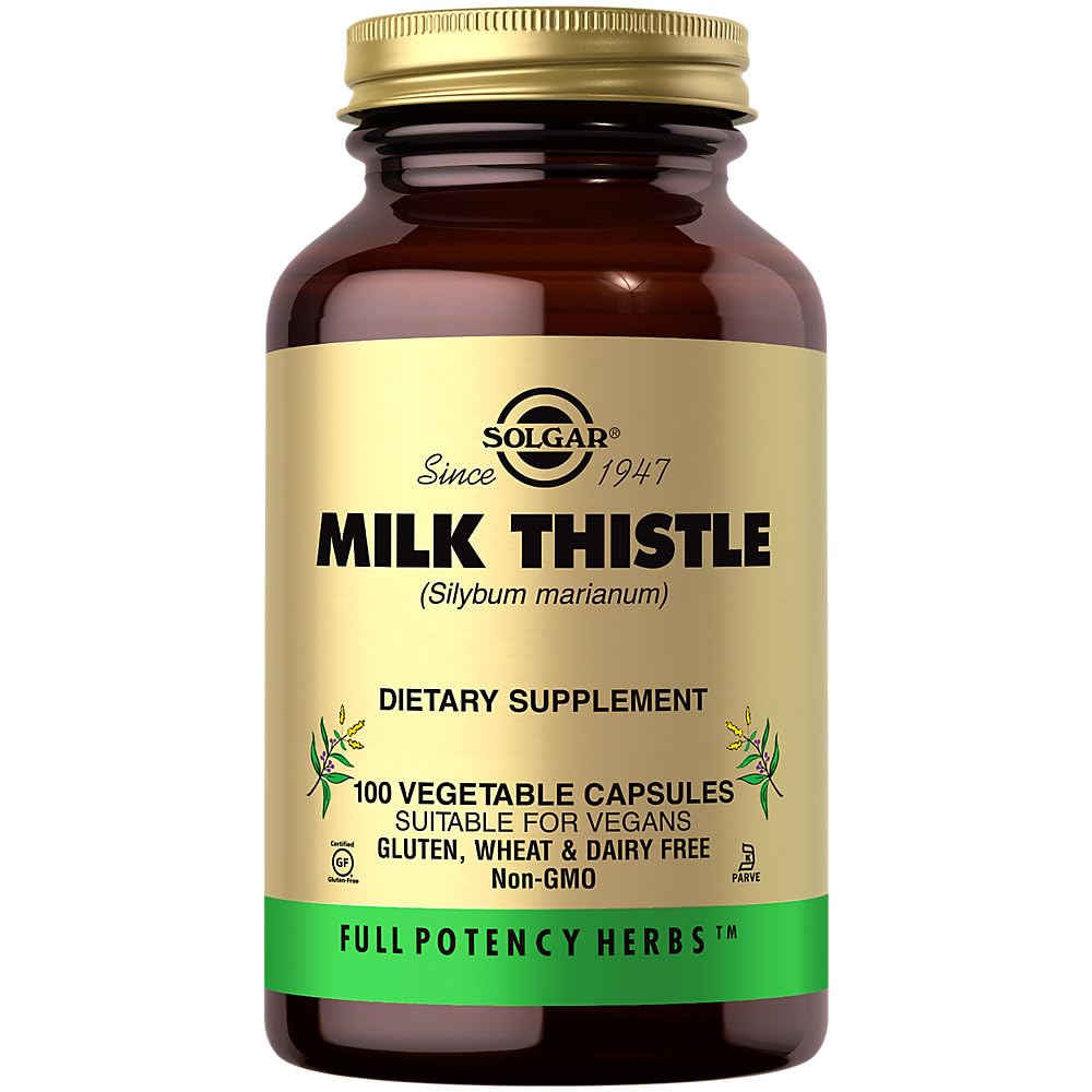 Solgar Milk Thistle - 100 capsule vegetale - Potenţă completă (FP) - non-GMO, Vegan, Gluten Free, Dairy Free, Kosher - 100 Serviri