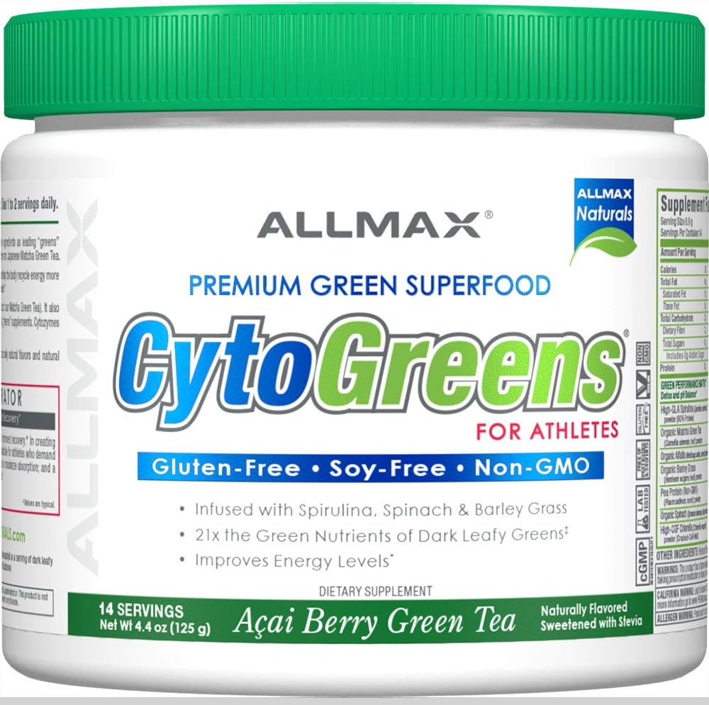 ALLMAX Nutriţie - Citogreens Super Greens Pulbere, Infuzat cu Spirulina, Spanac & Barley Grass, Sprijină Sănătatea Imună şi Funcţia Digestivă, Vegan prietenos, 125 Grams