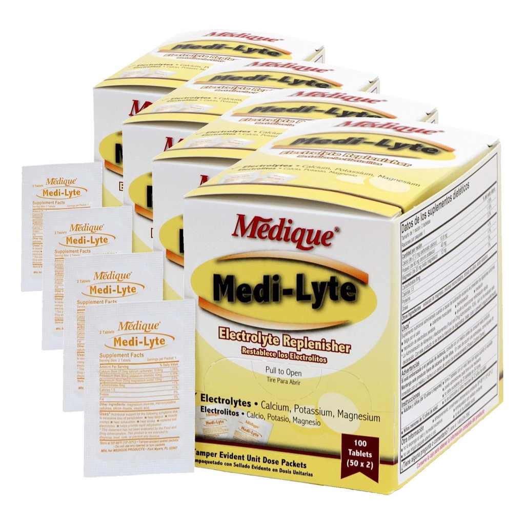 Medique 03033 Medi- Lyte Electrolyte Tablets w/Potassium clorure for Cramps, 100-tablets (Pachet de 4)