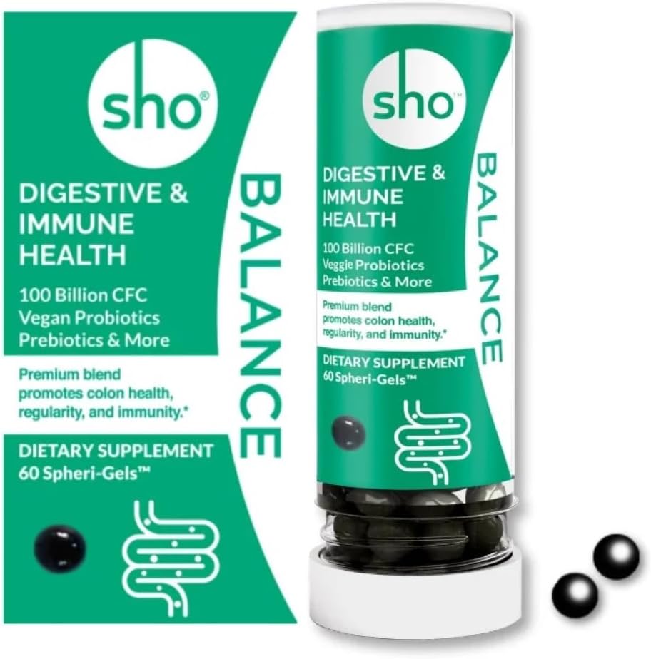 SHO Sold 100 Miliarde CFU Prebiotice şi Probiotice Inclusiv Lactobacillus Casei pentru Digestive Health, Probiotice Vegane de valabilitate pentru bărbaţi şi femei 60 Pastile Refills Refill Sticla