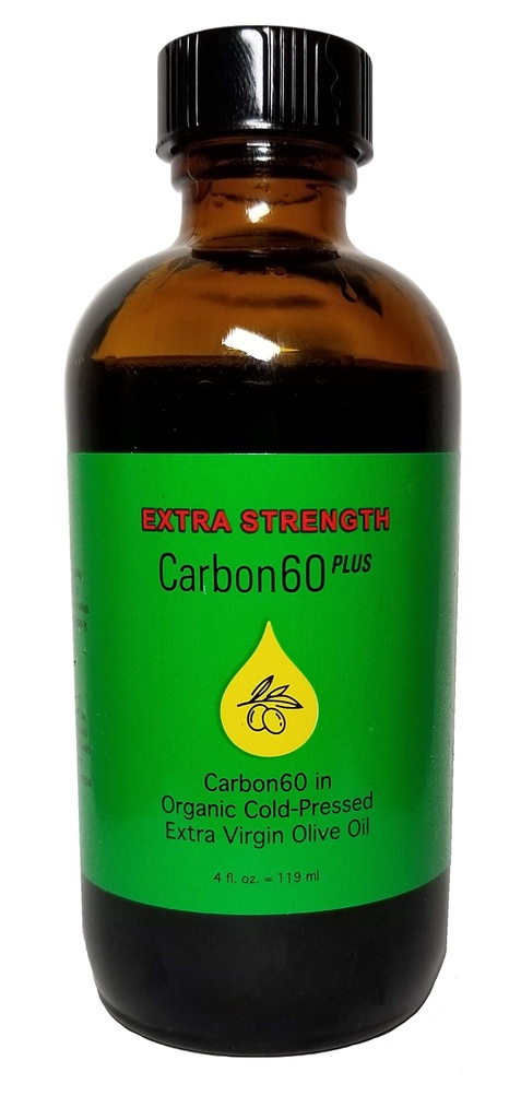 Carbon60 Plus Extra Putere Carbon60 Ulei de măsline 4 Ounces (119 ML) Solvent Grad de cercetare gratuit C60 Lipofulleren de carbon60plus.com