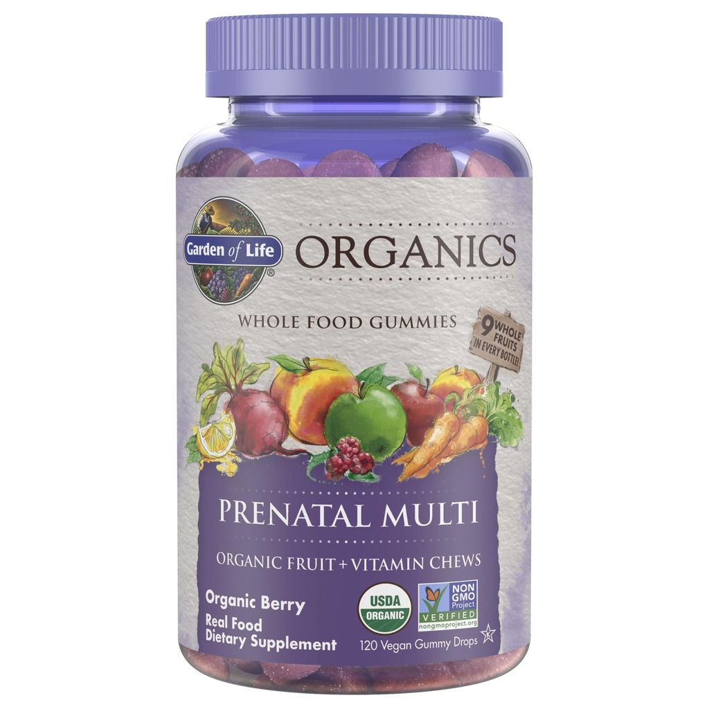 Gradina de viata Organice Gumiile prenatale Multivitamine cu vitamina D3, B6, B12, C & Folate pentru dezvoltare fetala sanatoasa 