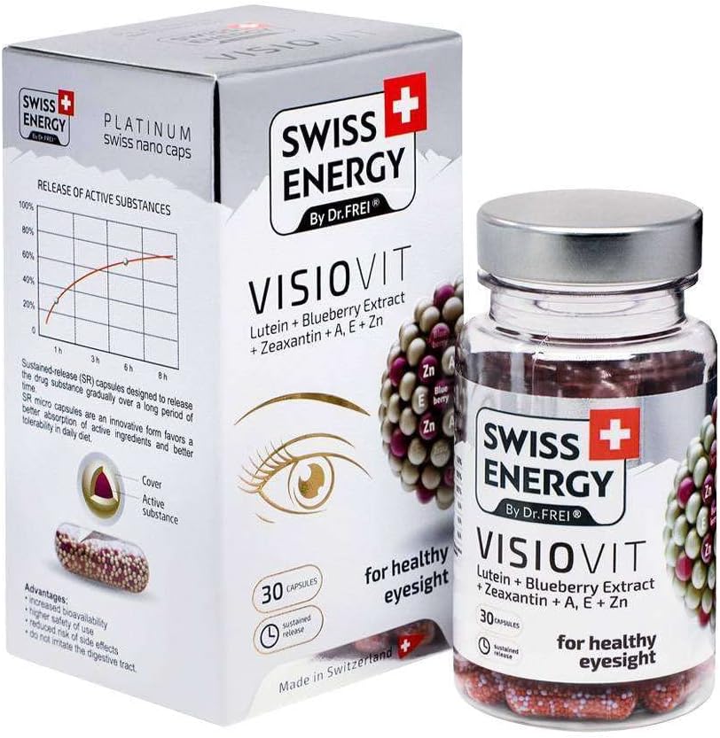 VISIOVIT Lutein + Extract de afine, pentru o viziune sănătoasă, 30 capsule cu eliberare prelungită