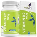 NutriZing K2 Suplimentul de vitamine MK-7 - Putere mare 600mcg - Suportă sănătatea osoasă și arterială - 90 Capsule Vegane - Vitamina K2 pentru bărbați și femei - 3 luni de aprovizionare