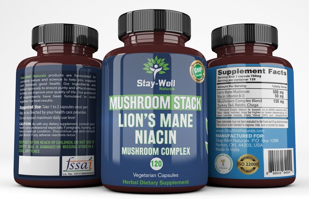 Lion Mane Supliment capsule cu niacin 