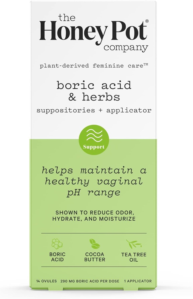 Compania Honey Pot 7 zile Boric Acid & Herbs Sa presupuneri - Menţine şi echilibrează pH-ul vaginal sănătos, gestionează Odor, Hydrates, & Moisturizes - Ginecolog testat