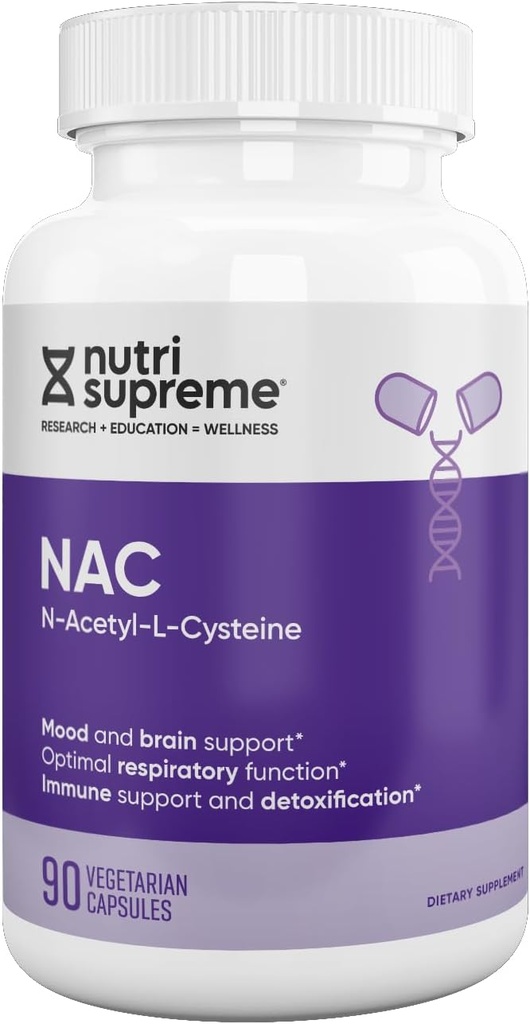 Nutri-Supreme NAC (N-Acetil-L-Cysteine) 600 mg Supliment alimentar Capsule vegetariene, Suport hepatic, Suport imunitar
