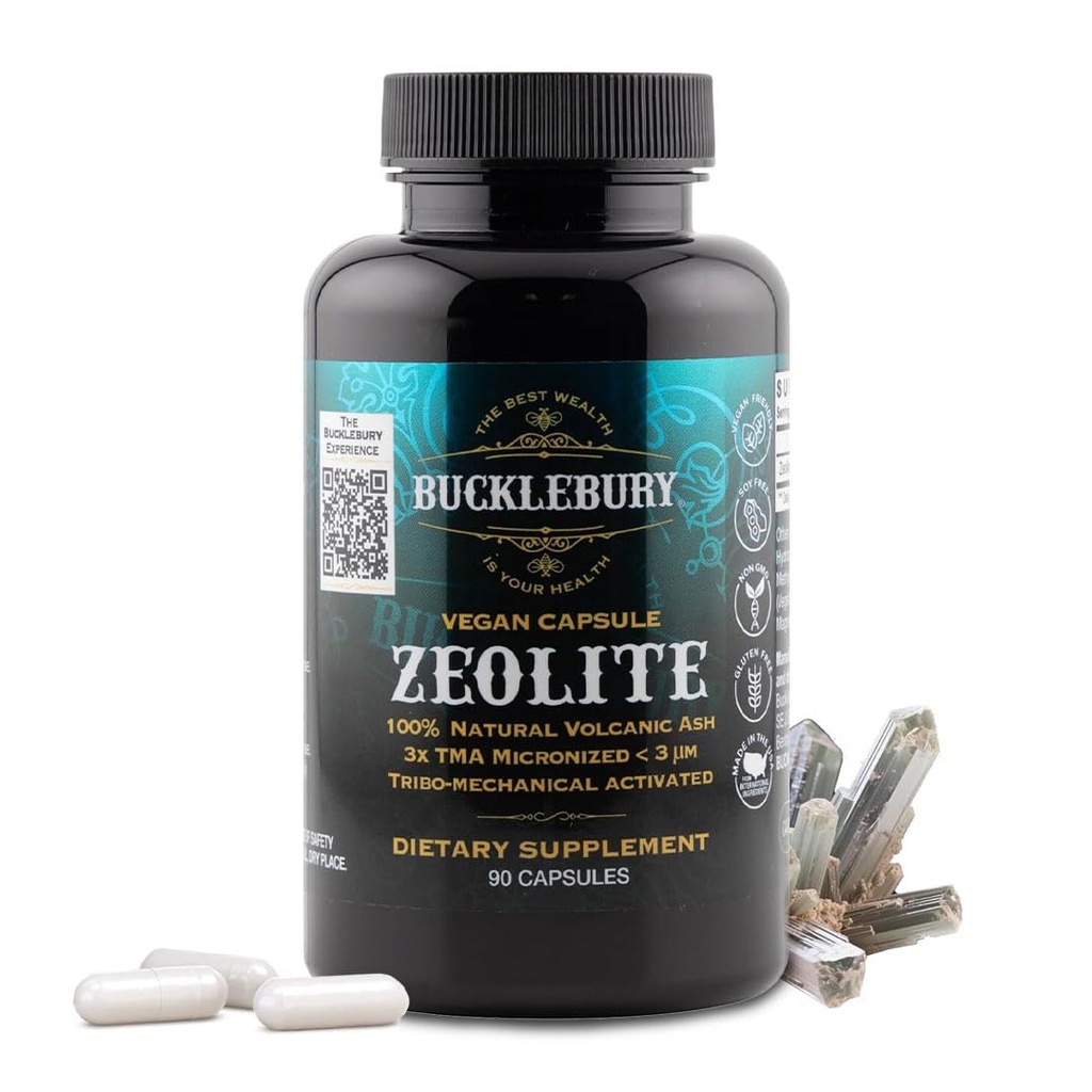 BUCKLEBURY Capsule Zeolite Micronite - Detoxifiere Zeolite Minerale pentru Adulti - Suporturi Sistem imunitar, Metabolizare & Sănătate Digestivă - Formula avansată pentru bărbați și femei - 90 Capsule Vegane