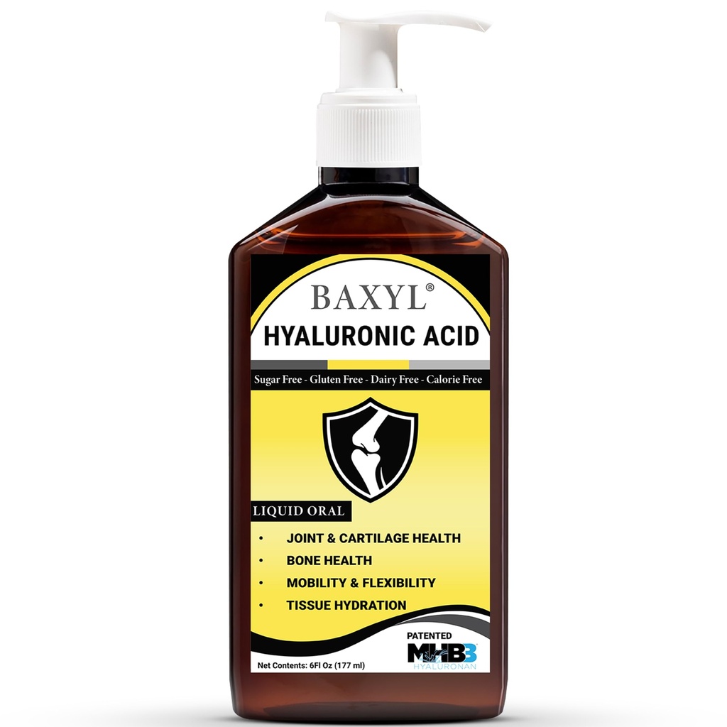 Baxil - Acid hialuronic lichid pentru suplimentarea de ajutor comun (Vegan, gluten-free, non-GMO, MHB oral brevetat3)