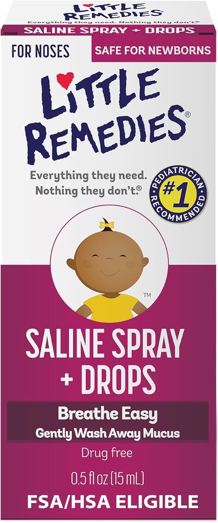 Remedii mici Spray saline și picături, sigur pentru nou-născuți, 0,5 fl oz