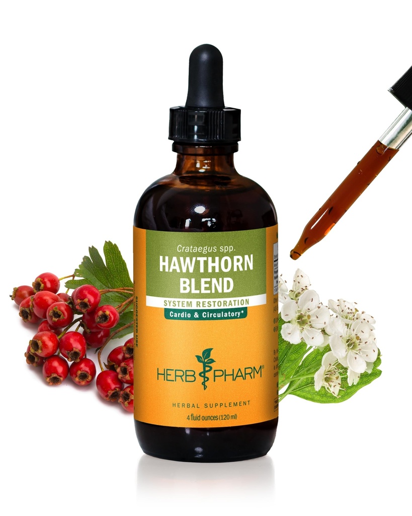 Herb Pharm Hawthorn Blend Extract lichid pentru suport cardiovascular și circulator - 4 Ounce