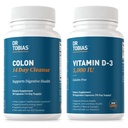 Dr. Tobias Colon 14 Day Cleanse şi vitamina D3 5000 UI susţin sănătatea generală, sistemul imunitar şi sistemul digestiv. Non-GMO Gut Cleanse și vitamina pentru bărbați și femei.