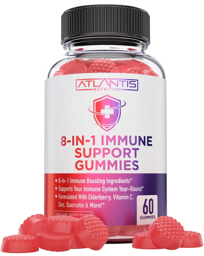 Atlantis Nutritie 8-in-1 Suport imun Gummies cu Elderberry 