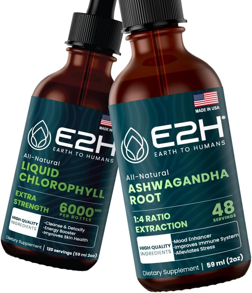 E2H: Clorofila lichida si Ashwagandha picaturi lichide 