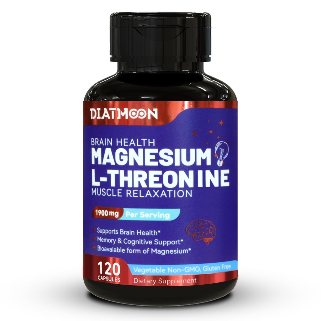Capsule de magneziu L- Treonină, Supliment de magneziu Threonină, 1900 mg magneziu L-treonină, non OMG-uri, gluten fără - 120 Veg Capsule