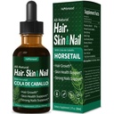 Coada de cal Păr, Skin & Nail Picături lichide, Cola de Caballo, Biotina y Romero, Vitaminas Gotas para el Cabello Uñas y Piel, Suplimente de creştere a părului pentru femei w/Extract rozemar. 2 oz