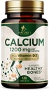 Calciu 1200 mg cu vitamina D3 - Suplimentul de sanatate osoasa, Vitamina D & Suplimente de calciu pentru femei si barbati - Concentratia osoasa, Dinti si Suport Imun, Pastile de calciu naturale, îmbuteliate în Statele Unite ale Americii - 120 comprimate