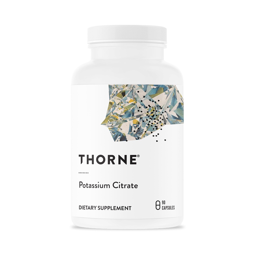 THORNE - Citrat de potasiu - Supliment de potasiu foarte absorbabil pentru rinichi, inimă şi suport scheletal * - 90 Capsule