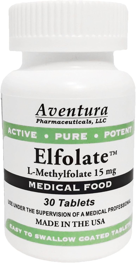 ELFOLATE® 15 mg L-metilfolat de metil Folate Metilfolat Medical Food Suplimentul profesional Putere activă pură 30 comprimate