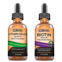 SBR Nutriţie D3+K2 şi Biotin Bundle Vitamina D3K2 (MK7) Picături lichide, Peppermint, 1oz 