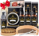 Barbă Kit pentru bărbați Grooming & Care W/3 Pack Barbă ulei, spălare, Balsam, Comb, Perie, Foarfeci, Aniversare Valentines Ziua de naștere tați Cadouri Idee pentru soț El Prietenul său tată bărbați Crăciun Stocking Stuffers