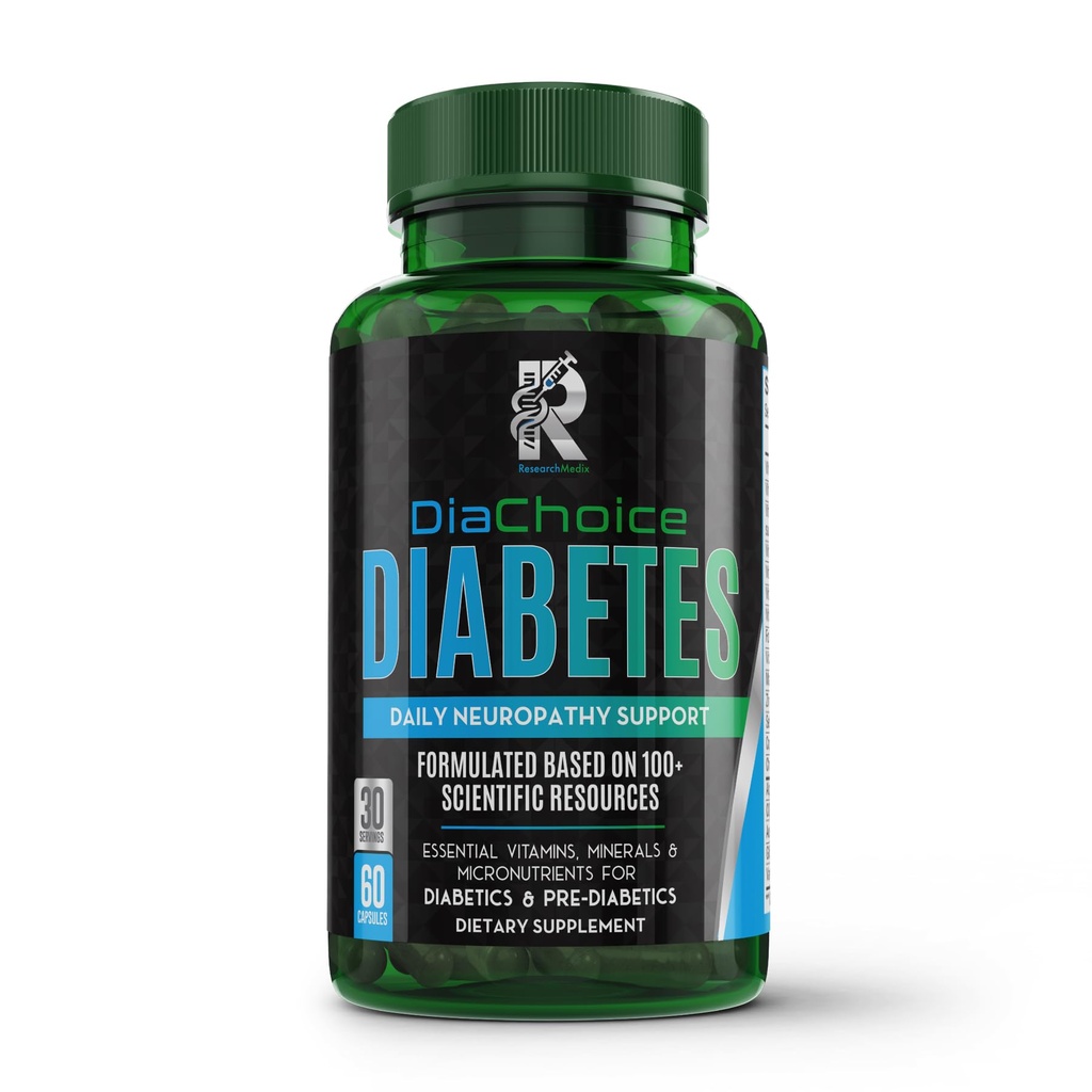 DiaChoice Neuropatie Suport cu Alpha Acid lipoic 600 mg, pentru a fortifica sanatatea nervoasa si suport functie nervoasa sanatoasa, ALA, Co Q10, Magneziu, Zinc, Vitamine B12, B9, B6, B3, B2, B1, D, C, E & 5 mai mult