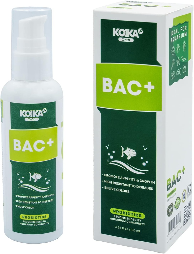 KOIKA BAC+ Acvariu Probiotice, Imunitate Booting, Rezistenta bolii & Îmbunătăţirea sistemului digestiv (BAC+,105ml)