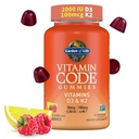 Gradina de viata Cod Vitamina D3 & K2 Gume cu prebiotice si probiotice - sanatate osoasa, sanatate imuna, si suport digestiv, non-GMO, gluten-gratuit, aroma de zmeura, 45 Gummies