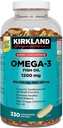 Kirkland Semnătura Super Concentrat Omega-3 ulei de pește 1200mg, EPA 500/DHA 250mg, 330 Softuri enterice clare