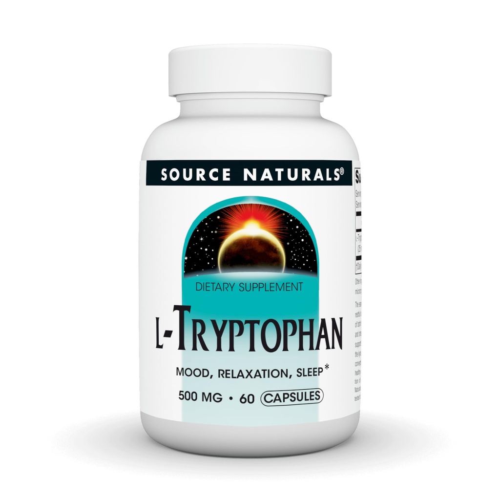 Sursa Naturals L- Tryptofan, pentru Mood, Relaxare, şi somn *, 500mg - 60 Capsule