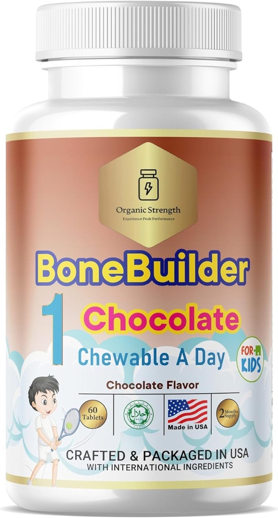 Copii Bone Builder 1 Chewable A Day Halal Vitamine Ciocolata Aroma pentru 4-12 60 Serviri