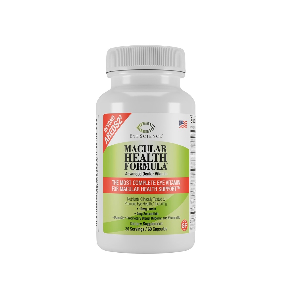 EyeScience – Macular Health Formula – Capsules – Complete Nutritional Supplement for Eye Health - Contains Lutein, Zeaxanthin, Vitamin C, D, E & B6 (60 Count (Pack of 1))
