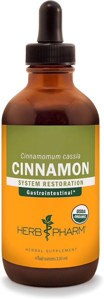 Herb Pharm Certified Cinnamon organic lichid extract pentru suport cardiovascular și circulator - 4 Ounce