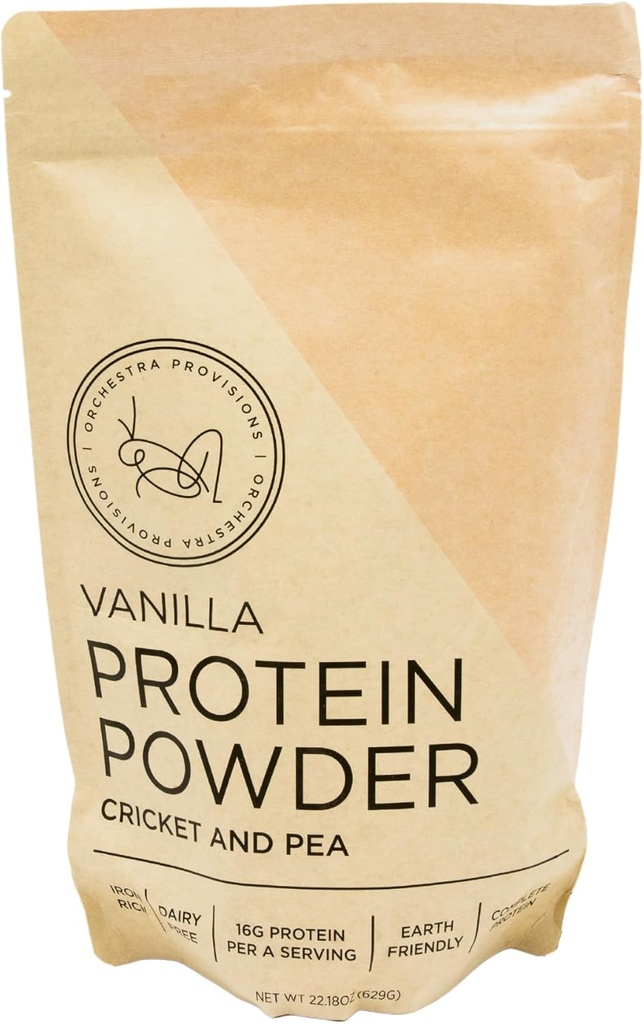 Vanilie Cricket și Pea Proteine Pulbere Blend, 16g de proteine complete, Lactoză-Free, Whey-Free