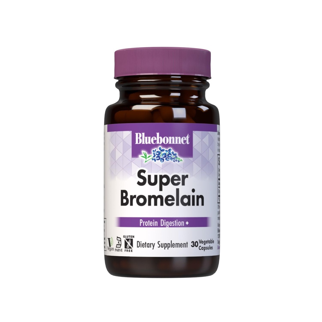 Capsule vegetariene BlueBonnet Super Bromelain, Ananas, 500 mg, 30 Conte