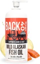 BACK 40 Câini sălbatice Alaska ulei de pește pentru câini, piele și haina Supliment pentru câini și pisici, Omega-3-Rich Salmon și ulei Pollock, EPA & DHA Dog Salmon ulei pentru creier, inimă și articulații 32 fl oz