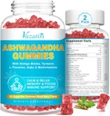2 Pack Ashwagandha Gumies cu energie de moda si suport imunitar GABA Turmeric, Flavor mixt Berry 120 Cts