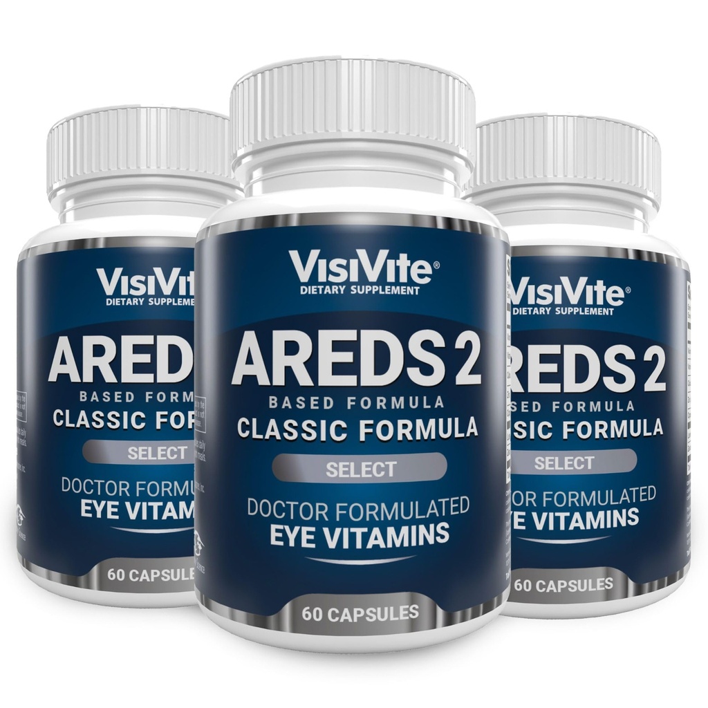 AREDS 2 Selectaţi vitamine ochi pentru suport macular - Vitamine pentru ochi cu Zeaxantină Plus Lutein Supliment macular - Formula de sănătate maculară premium - Suplimente oculare - 60 capsule - (Pachet de 3)