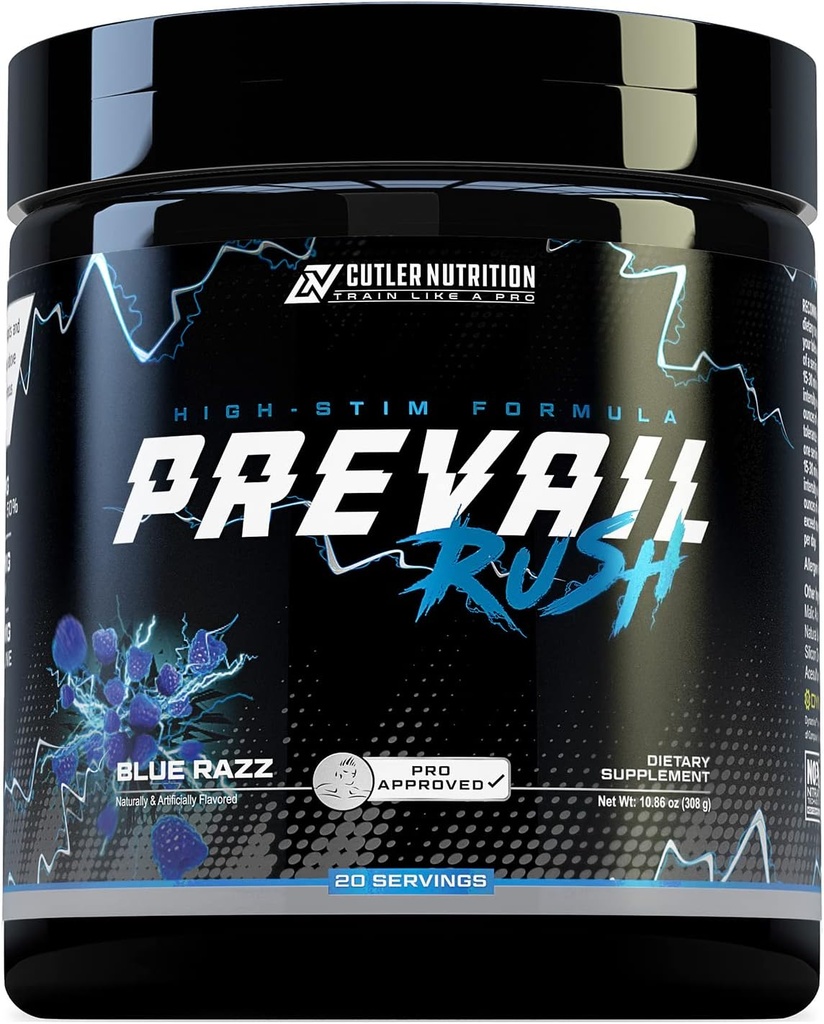 Cutler Nutrition High Stim Pre Workout pulbere Prevail Rush Preworkout pentru bărbați și femei pentru pompe intense Energie și Focus cu cafeina NO3T Betaina și dinamine 