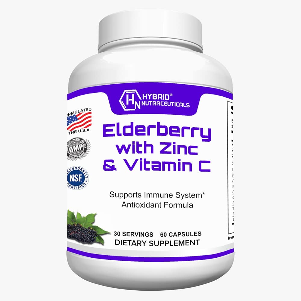 Nutraceutice hibride Capsule negre de soc, cu echinacea, Turmeric, Usturoi, Zinc, Vitamine C, E și B6, Probiotice și L-glutamină (60 capsule)