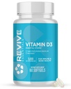 Revive MD Vitamina D3, 5000 UI - High Potence Colecalciferol pentru suport imun, Absorbție de calciu, Sănătate osoasă și musculară - Supliment alimentar non-GMO cu nici Fillers - 60 Softgels