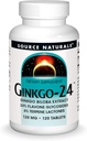 Sursa Naturale Ginkgo-24 - Ginkgo Biloba Extract 120 mg susține Acuitatea mintală - 120 comprimate