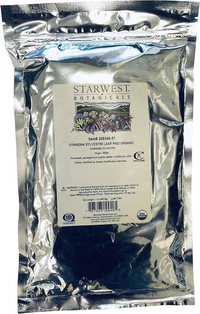 Starwest Botanicals Organic Gymnema Sylvestre Leaf Powder, 1 Lire