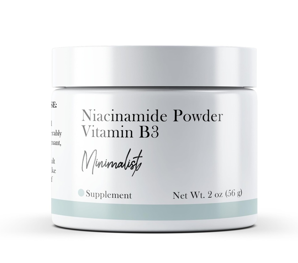 Minimalist Niacinamidă pulbere (2 oz), vitamina B pulbere, fără culoare, supliment alimentar