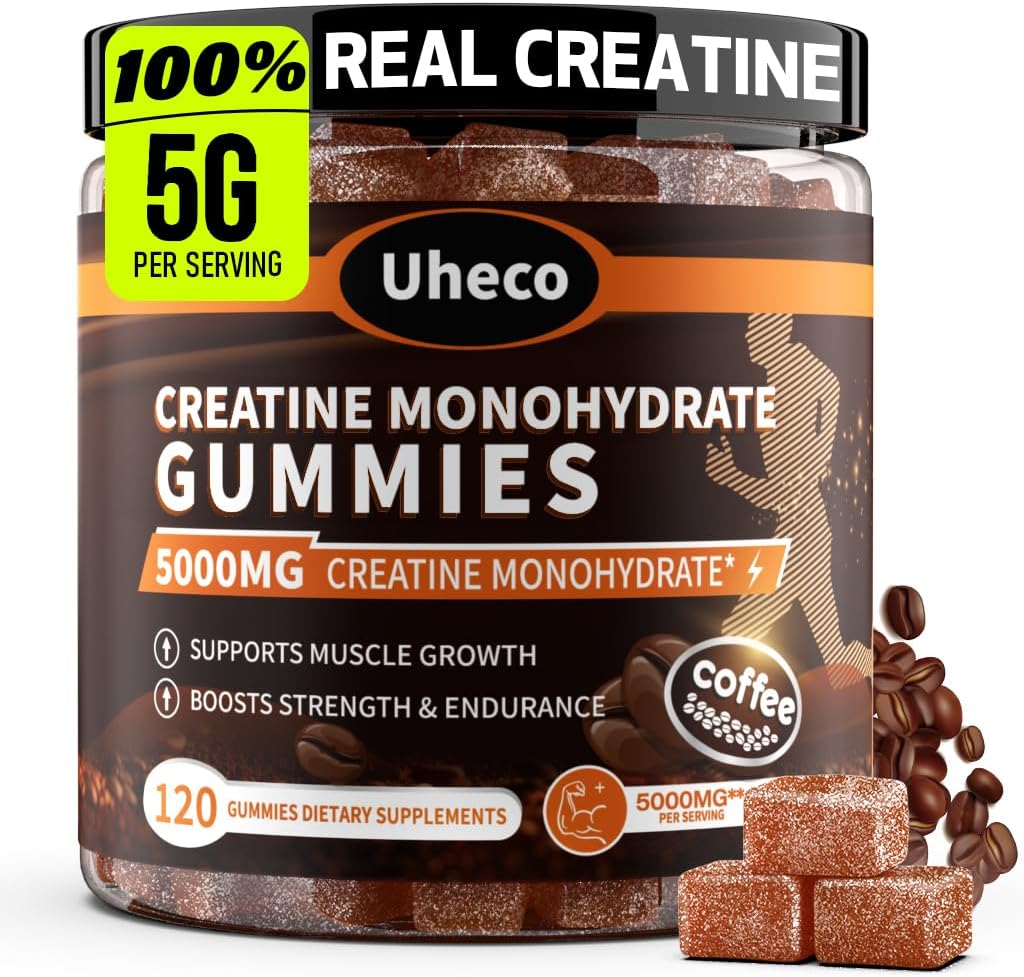 Coffee Flavor Creatin Monohidrat Gummies pentru bărbaţi şi femei,Conţine L-Taurină + vitamina B12, Betaina, L-Citrulină pentru îmbunătăţirea rezistenţei la exerciţii fizice, forţa musculară -120 Conte